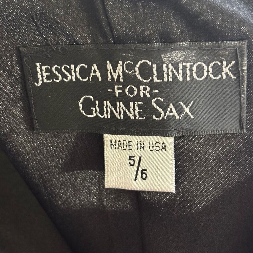 Jessica McClintock Gunne Sax Dress Womens 6 Black Polka Dot 80s 40s Pin Up USA - Picture 5 of 13